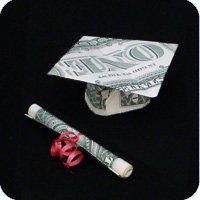 money mortarboard graduation cap